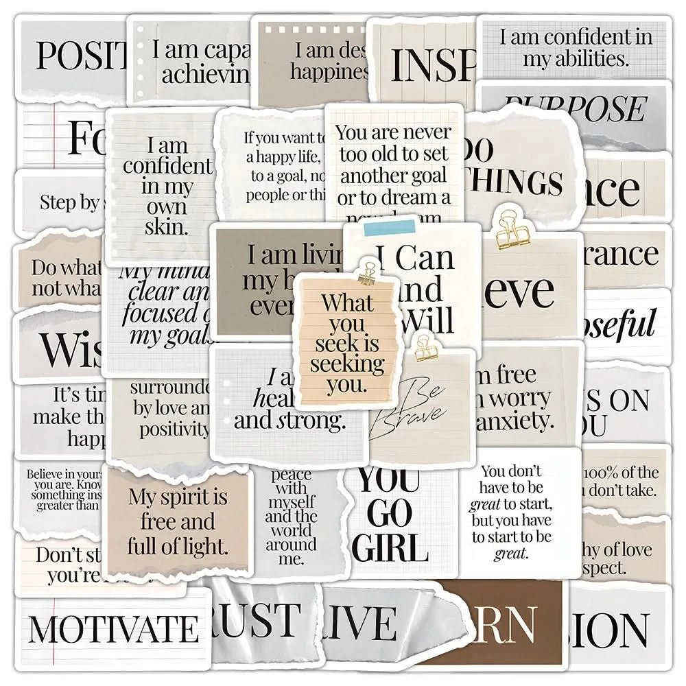 10/40/80PCS Motivational Phrase Graffiti Stickers – Waterproof Laptop, Phone, Guitar, Bike Decals for Kids & Adults - ClarityOasis.com