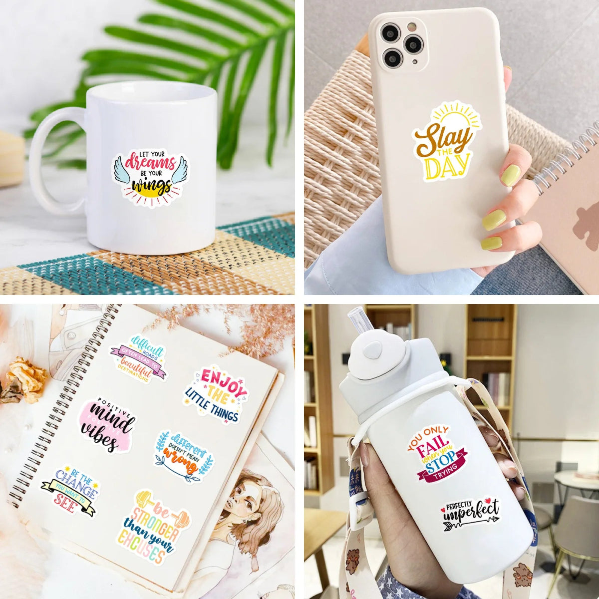 50 PCS Motivational Text Stickers – Waterproof & Inspirational Vinyl Decals - ClarityOasis.com