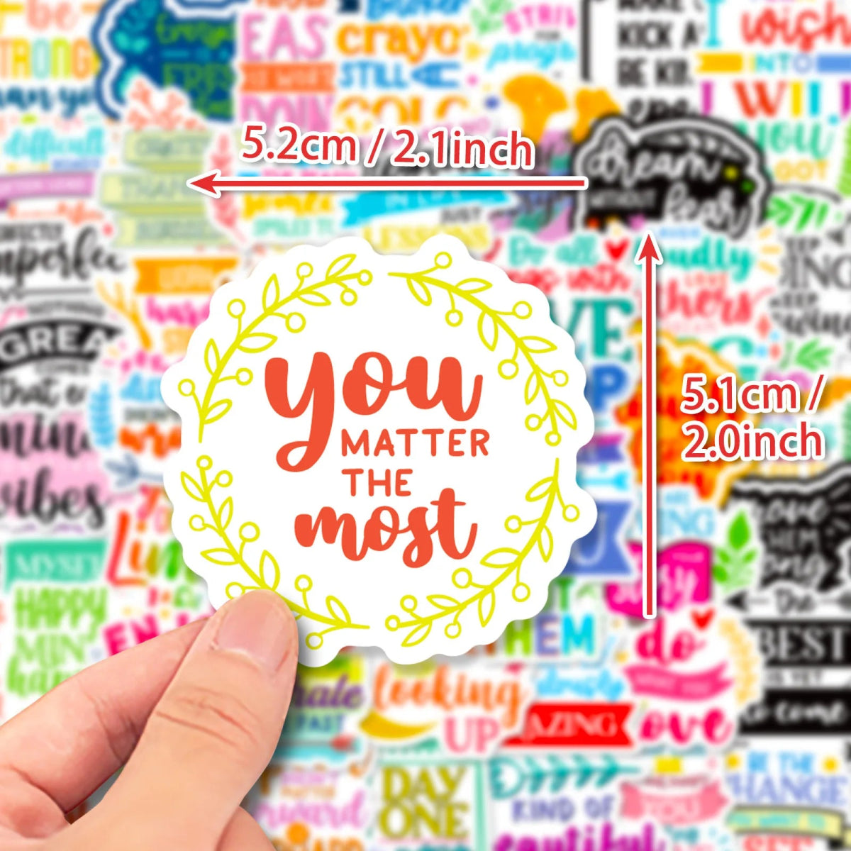 50 Text Sticker 50 PCS Motivational Text Stickers – Waterproof & Inspirational Vinyl ...
