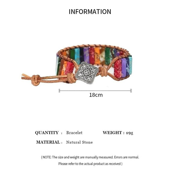 Bohemian Multicolor 7 Chakra Healing Stone Bracelet – Woven Leather Wrap - ClarityOasis.com