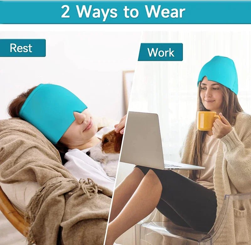 Gel Ice Headache & Migraine Relief Hat | Cold Compress Therapy Cap for Sinus & Stress Relief - ClarityOasis.com