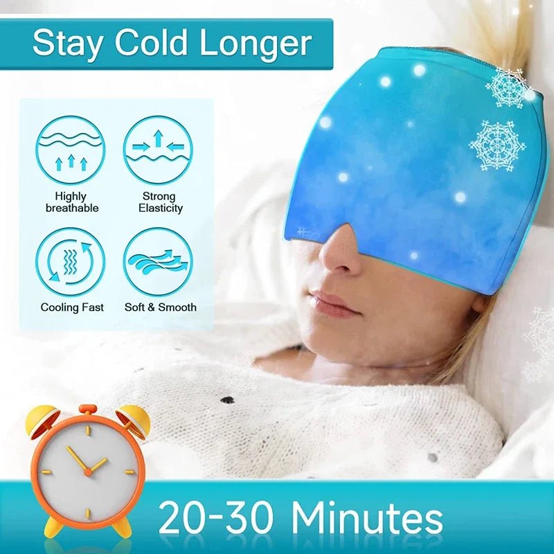 Gel Ice Headache & Migraine Relief Hat | Cold Compress Therapy Cap for Sinus & Stress Relief - ClarityOasis.com