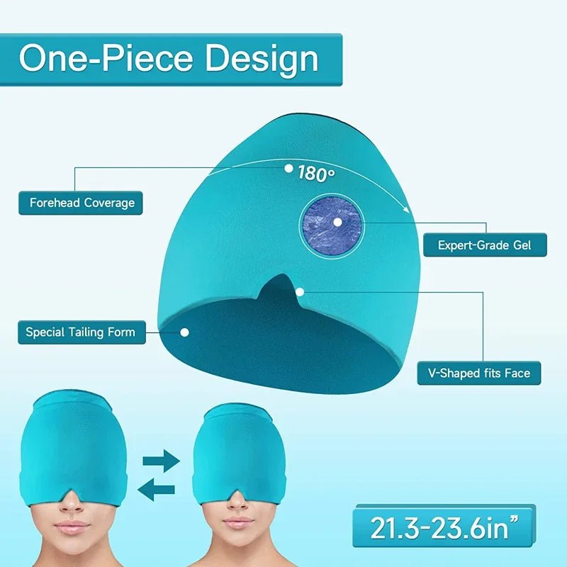 Gel Ice Headache & Migraine Relief Hat | Cold Compress Therapy Cap for Sinus & Stress Relief - ClarityOasis.com