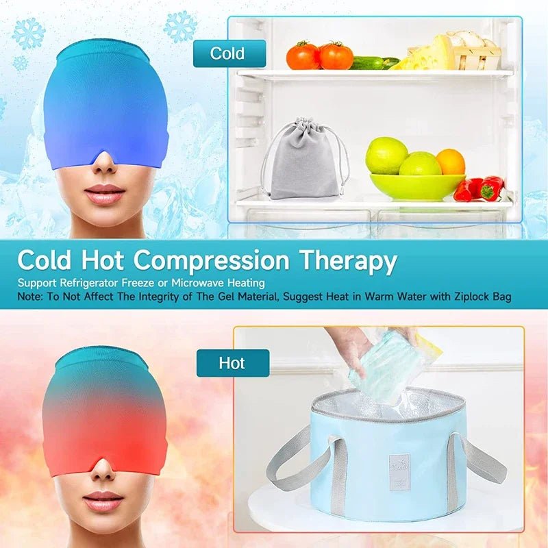 Gel Ice Headache & Migraine Relief Hat | Cold Compress Therapy Cap for Sinus & Stress Relief - ClarityOasis.com