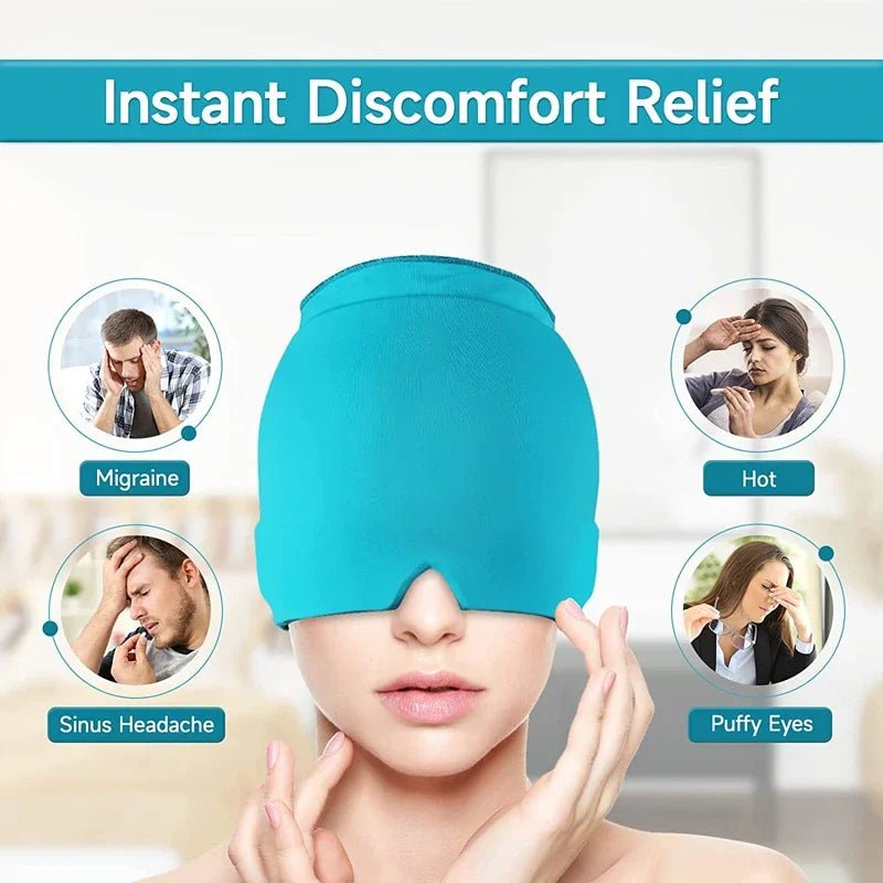 Gel Ice Headache & Migraine Relief Hat | Cold Compress Therapy Cap for Sinus & Stress Relief - ClarityOasis.com