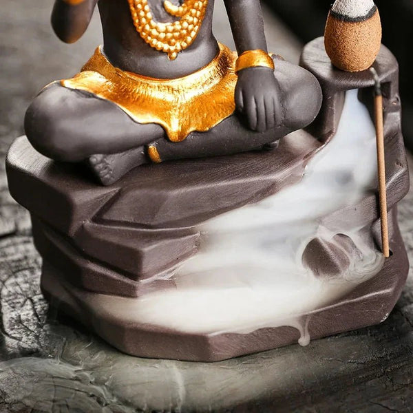 Shiva Buddha Backflow Incense Burner | Handmade Purple Clay Incense Holder - ClarityOasis.com