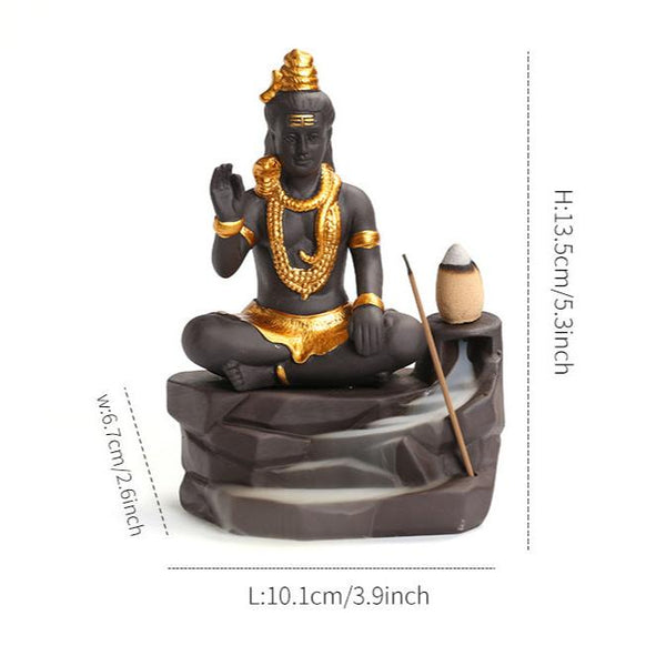 Shiva Buddha Backflow Incense Burner | Handmade Purple Clay Incense Holder - ClarityOasis.com