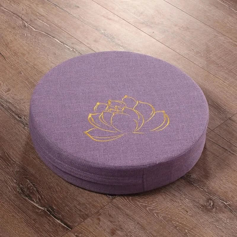 Yoga Meditation Cushion Linen – Japanese Tatami Yoga Backrest Pillow, Round & Washable - ClarityOasis.com