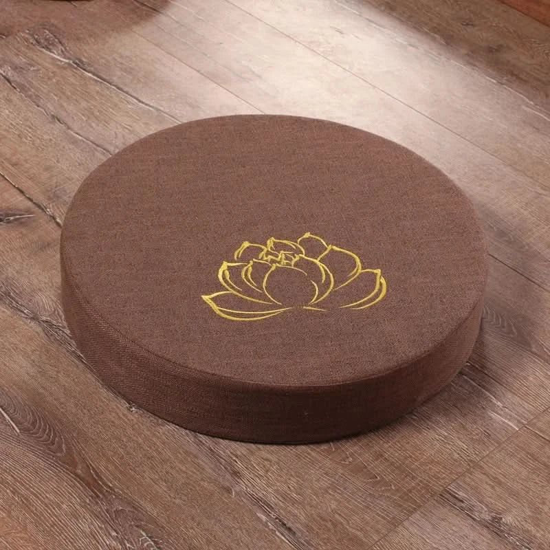 Yoga Meditation Cushion Linen – Japanese Tatami Yoga Backrest Pillow, Round & Washable - ClarityOasis.com